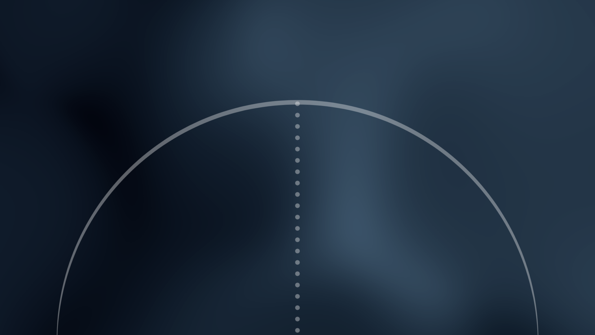 "The peak of a curve rendered as a thin white arc against a dark navy background, with a dotted vertical line marking the high point — a visual metaphor for the peak of the marketing Laffer curve."