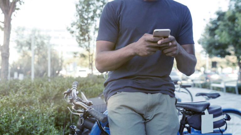 man searching on phone